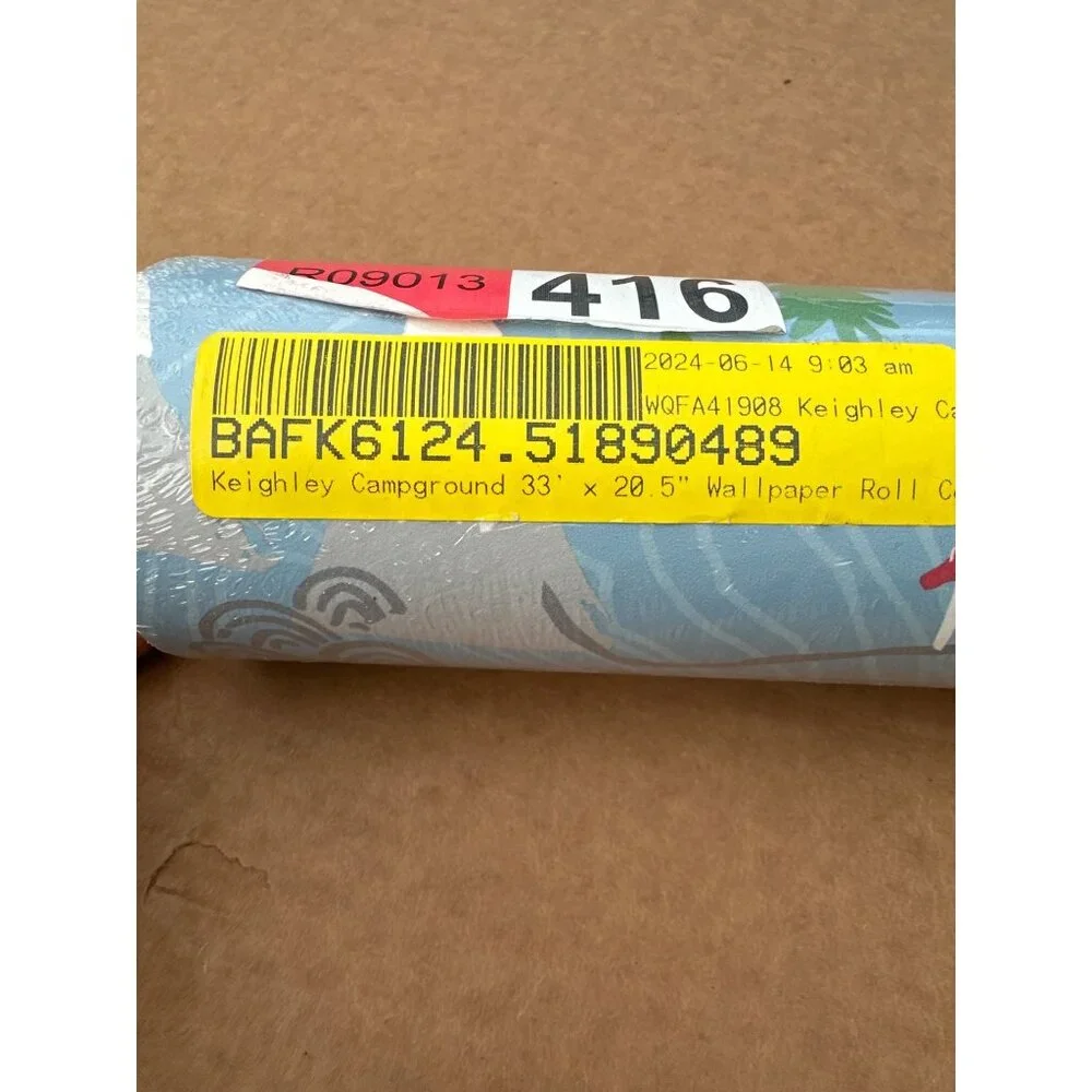NEW Wallquest Campground Wallpaper Roll Blue Kids